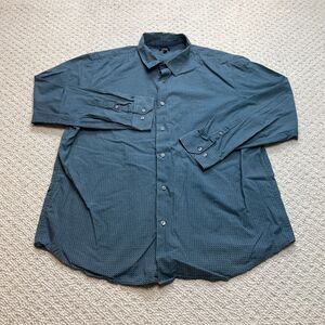 Apt. 9 Button Down Shirt Mens 2XL 54 Blue Diamond Long Sleeve Cotton Collared